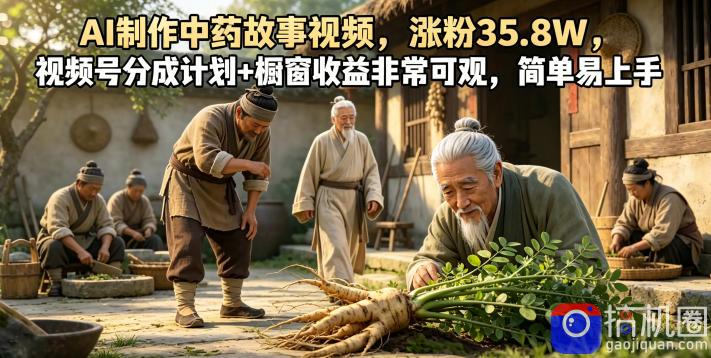 AI制作中药故事视频，涨粉35.8W，视频号分成计划 橱窗收益非常可观，简单易上手-51云资源