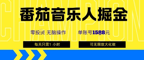 番茄音乐人掘金，单账号最高可撸1k ，可无限矩阵去做，零投入-51云资源