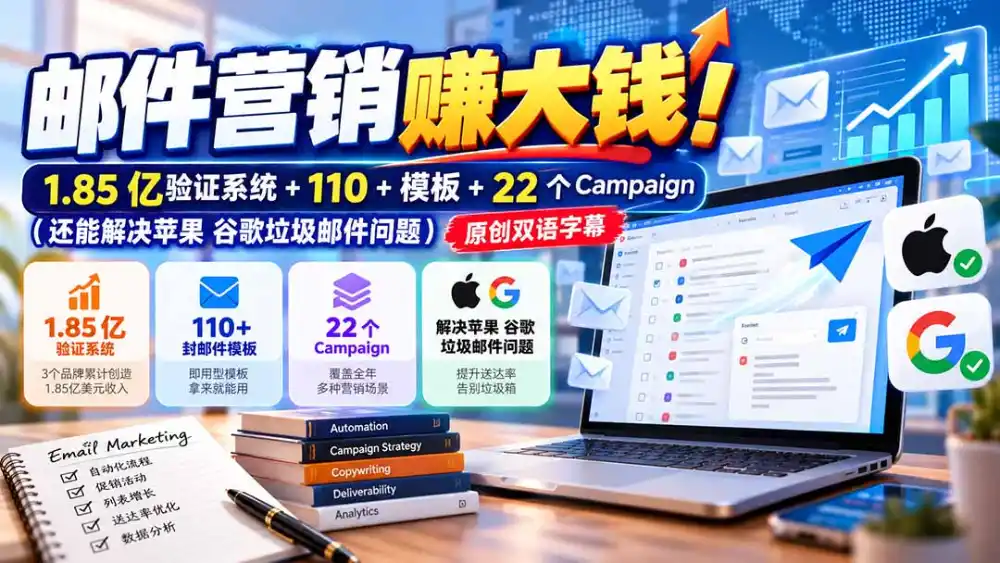 邮件营销赚大钱!1.85亿验证系统 110 模板 22个Campaign(还能解决苹果 谷歌垃圾邮件问题