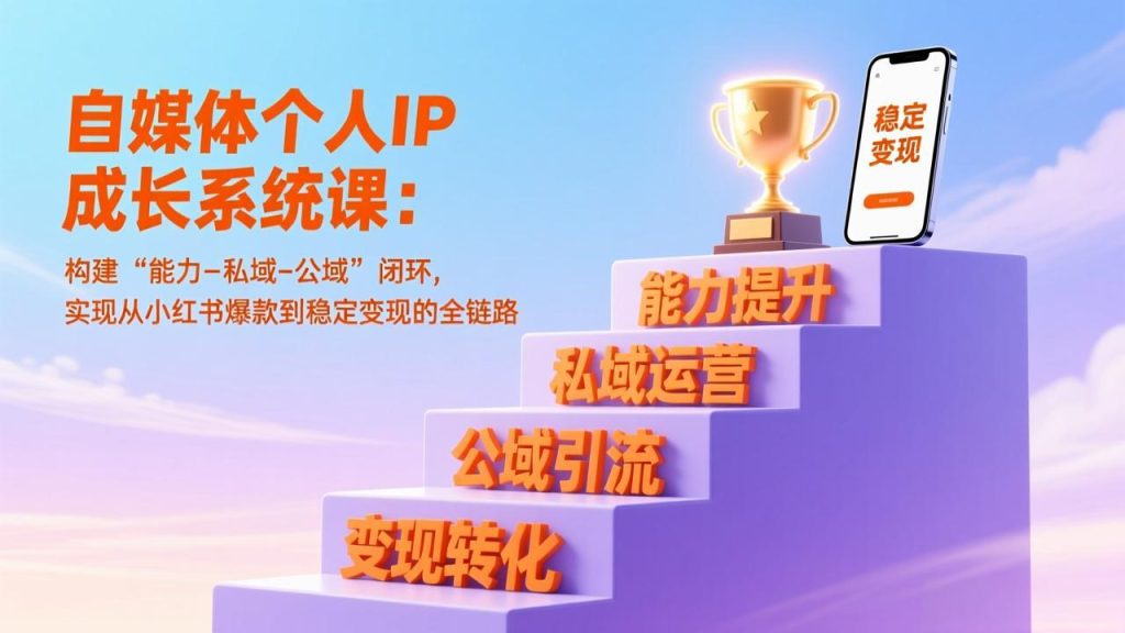 自媒体个人IP成长系统课:构建“能力-私域-公域”闭环,实现从小红书爆款到稳定变现的全链路-51云资源