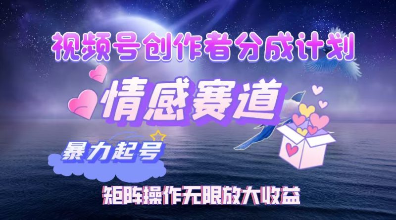 （12461期）视频号创作者分成项目之情感赛道，暴力起号，实现税后月入3W 矩阵操作…-51云资源