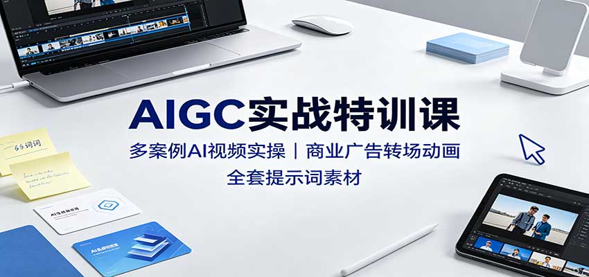 AIGC实战特训课：多案例AI视频实操，商业广告转场动画，全套提示词素材-51云资源