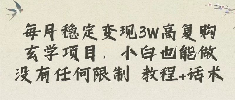 每月稳定变现3W高复购玄学项目，小白也能做没有任何限制 教程 话术-51云资源