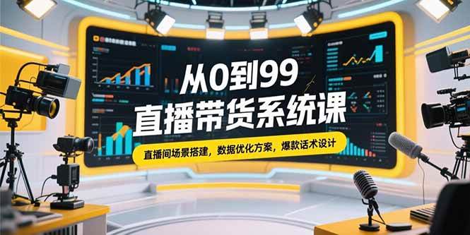 (15362期)从0到99直播带货系统课,直播间场景搭建,数据优化方案,爆款话术设计