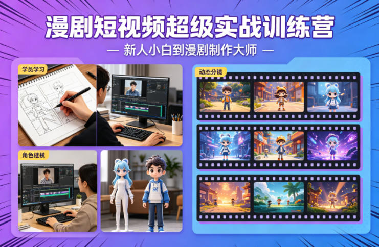 漫剧短视频超级实战训练营，新人小白到漫剧制作大师-51云资源
