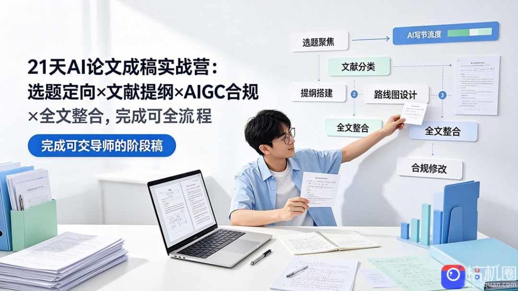 21天AI论文成稿实战营:选题定向×文献提纲×AIGC合规×全文整合,完成可交导师的阶段稿-51云资源