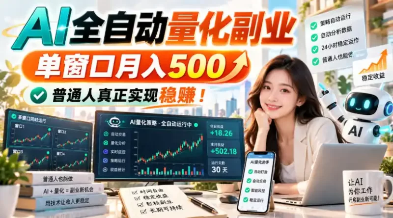 AI全自动量化副业,单窗口月入500,普通人真正实现稳賺!【揭秘】-51云资源