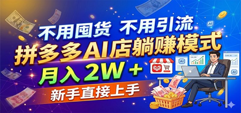 不用囤货不用引流，拼多多 AI 店躺赚模式，月入 2W   新手直接上手-51云资源