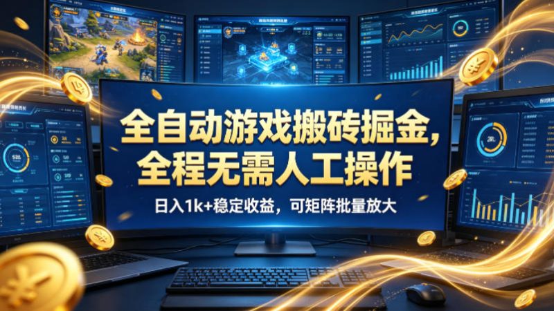 全自动游戏搬砖掘金,全程无需人工操作,日入1k 稳定收益,可矩阵批量放大【揭秘】-51云资源