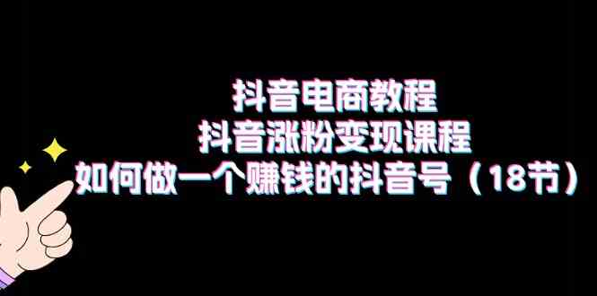 抖音电商教程：抖音涨粉变现课程：如何做一个赚钱的抖音号（18节）-51云资源