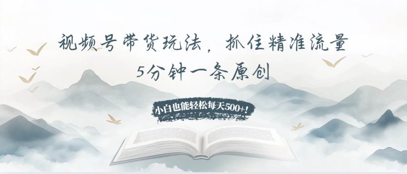 (13492期)视频号带货玩法,抓住精准流量,5分钟一条原创,小白也能轻松每天500 !-51云资源