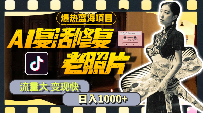 (11596期)暴热蓝海项目,AI复活修复老照片,流量大 变现快 一天收入1000 教程 素材-51云资源