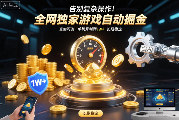 告别复杂操作!全网独家游戏自动掘金,真实可测,单机月利润1W ,长期稳定【揭秘】
