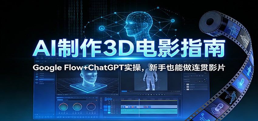 AI制作3D电影指南：Google Flow ChatGPT实操，新手也能做连贯影片