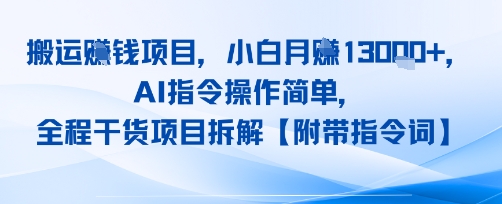 搬运挣钱项目，AI指令操作简单，小白月入1W ，全程干货项目拆解-51云资源