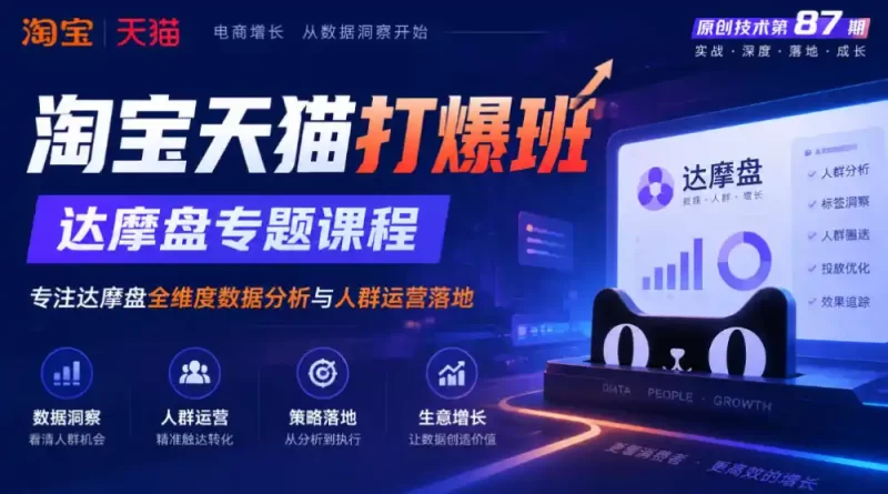 《淘宝天猫打爆班》原创技术第87期,达摩盘专题课程,专注达摩盘全维度数据分析与人群运营落地-51云资源