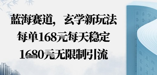 蓝海赛道，玄学新玩法每单168米，每天稳定多张收益，无限制引流可以过豆荚玩法-51云资源
