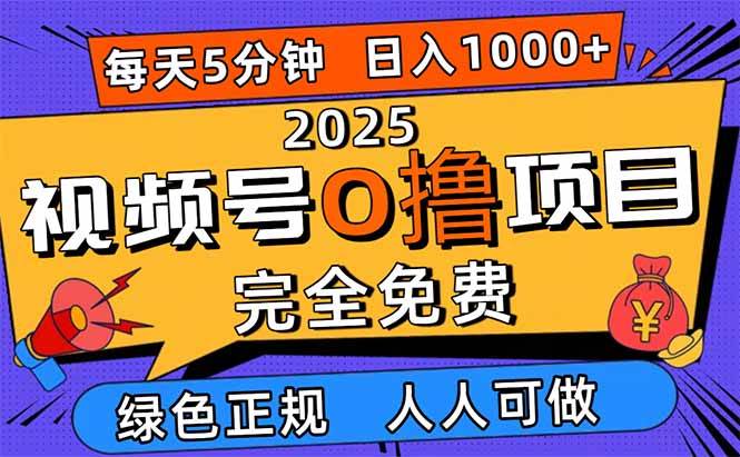 (16388期)2025视频号0撸项目,5分钟一个号,日入1000 ,人人可做