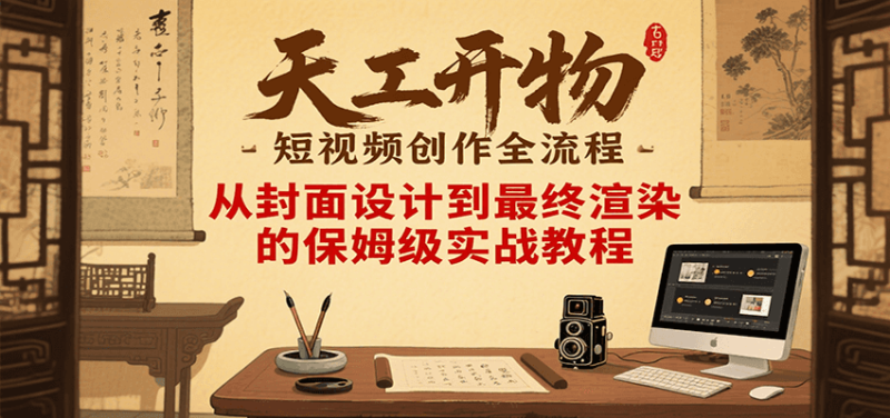 天工开物短视频创作全流程,从封面设计到最终渲染的保姆级实战教程-51云资源