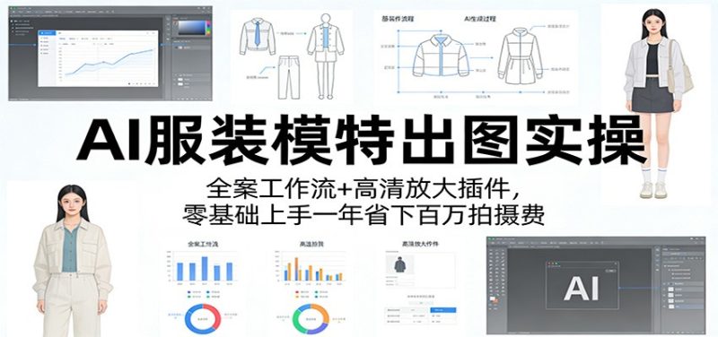 AI服装模特出图实操：全案工作流  高清放大插件，零基础上手一年省下百万拍摄费-51云资源