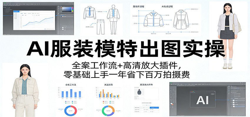 AI服装模特出图实操:全案工作流 高清放大插件,零基础上手一年省下百万拍摄费-51云资源