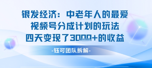 视频号银发经济玩法四天变现了1k的收益-51云资源