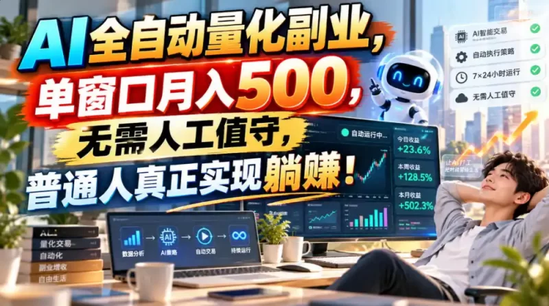 AI全自动量化副业，单窗口月入500，无需人工值守，普通人真正实现躺賺！-51云资源