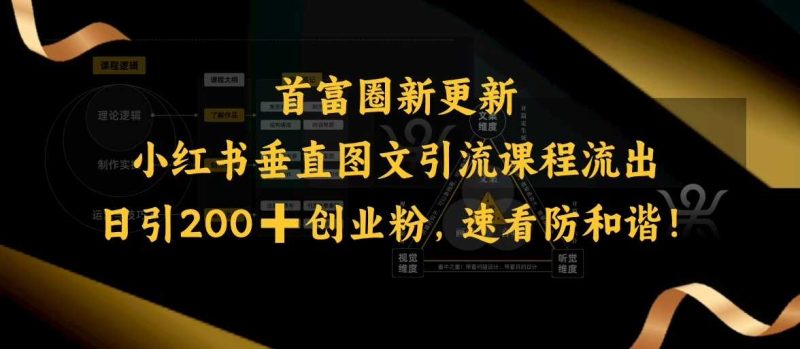 小红书垂直图文引流课程流出，日引200 创业粉，速看防和谐-51云资源