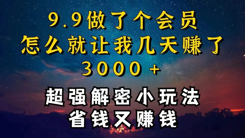 9.9充了个会员，是怎么让我做到几天提现3000 的-51云资源