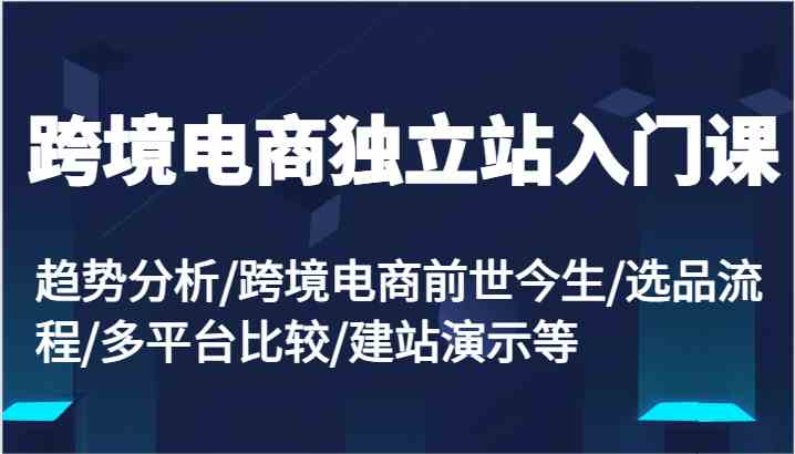 跨境电商独立站入门课:趋势分析/跨境电商前世今生/选品流程/多平台比较/建站演示等-51云资源