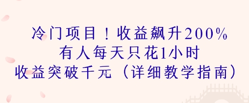 冷门项目!收益飙升200% 有人每天只花1小时 收益突破1k(详细教学指南)-51云资源