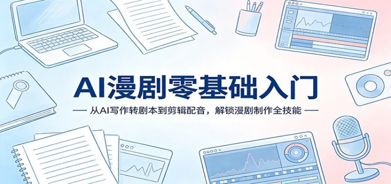 AI漫剧零基础入门:从AI写作转剧本到剪辑配音,解锁漫剧制作全技能-51云资源