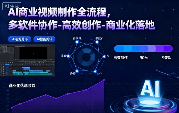 AI商业视频制作全流程，多软件协作-高效创作-商业化落地-51云资源