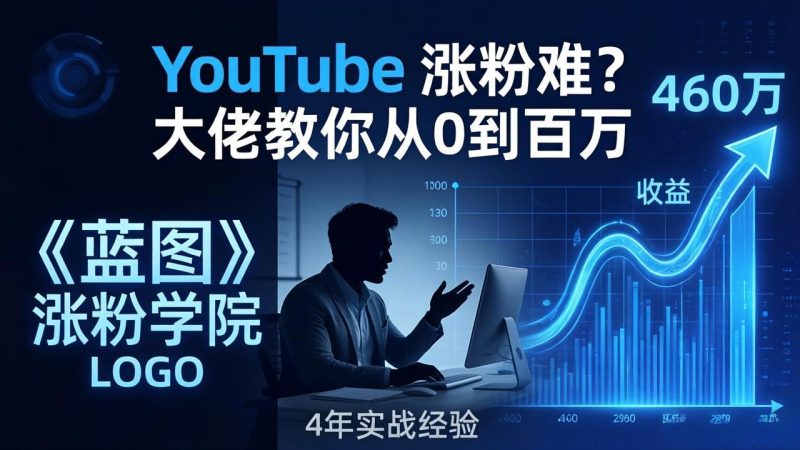 YouTube 涨粉难?《蓝图涨粉学院》:4 年赚 460 万的大佬教策略,从0到百万有路径!-51云资源