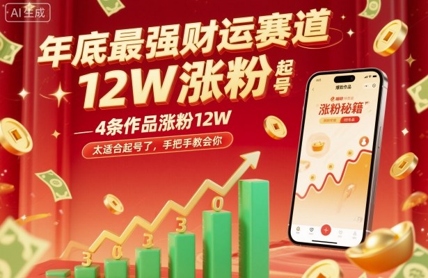 年底最强财运赛道，4条作品涨粉12W，太适合起号了，手把手教会你-51云资源