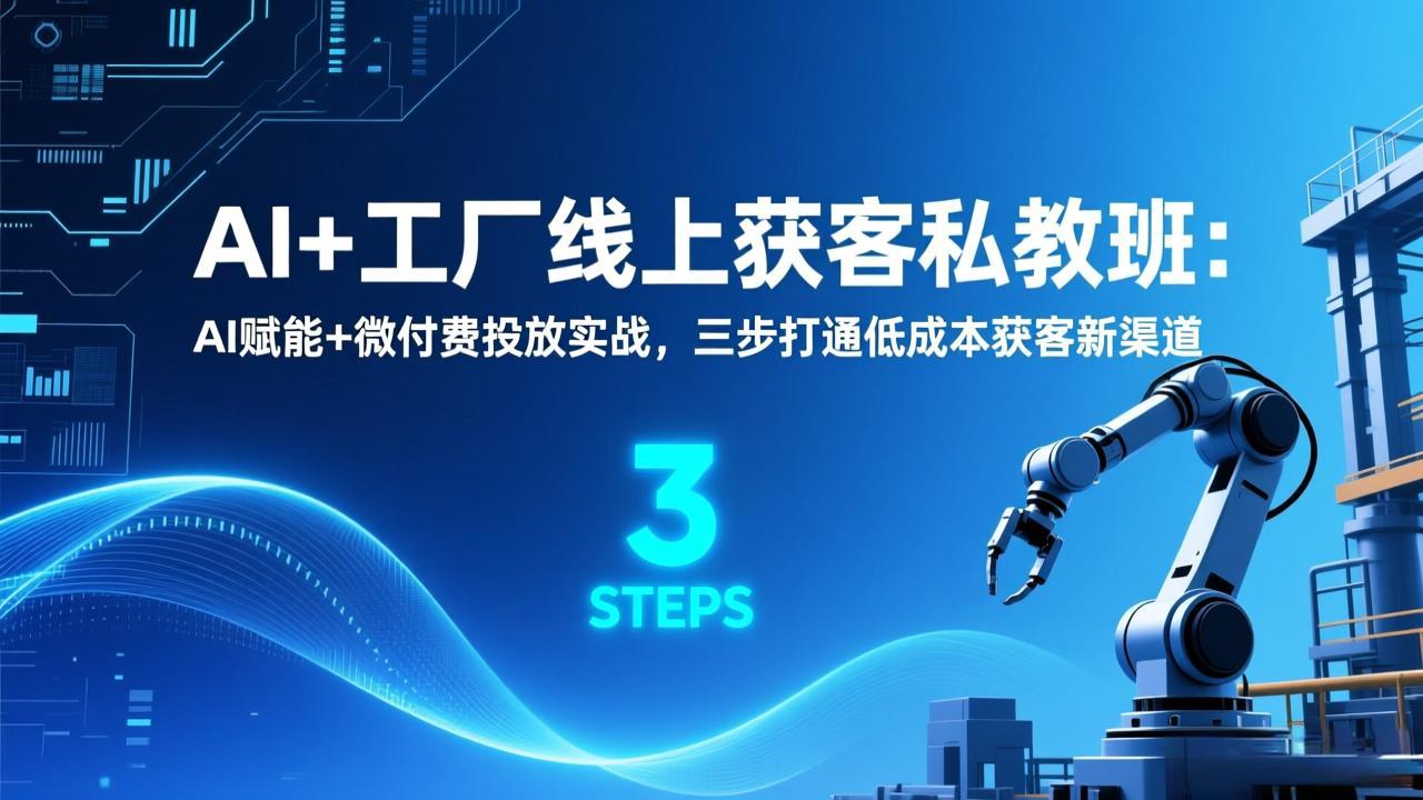 AI 工厂线上获客私教班:AI赋能 微付费投放实战,三步打通低成本获客新渠道