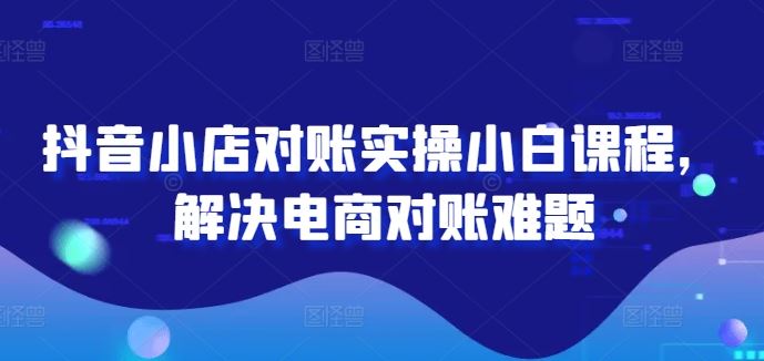 抖音小店对账实操小白课程，解决电商对账难题-51云资源