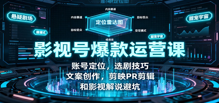 影视号爆款运营课:账号定位,选剧技巧,文案创作,剪映PR剪辑和影视解说避坑