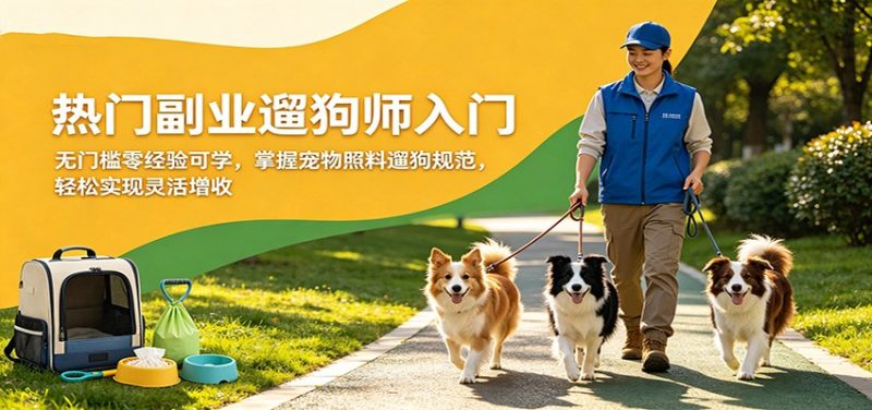 热门副业遛狗师入门,无门槛零经验可学,掌握宠物照料遛狗规范,轻松实现灵活增收-51云资源