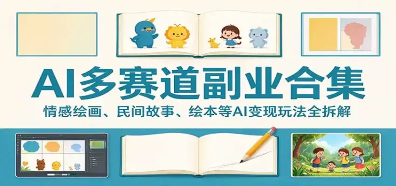 AI多赛道副业合集：情感绘画、民间故事、绘本等AI变现玩法全拆解-51云资源