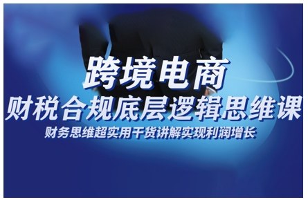 跨境电商财稅合规底层逻辑思维课，财务思维超实用于货讲解实现利润增长-51云资源