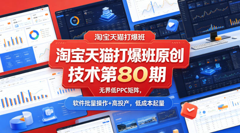 淘宝天猫打爆班原创技术第80期,无界低PPC矩阵,软件批量操作 高投产,低成本起量-51云资源