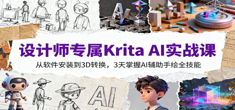 设计师专属Krita AI实战课:从软件安装到3D转换,3天掌握AI辅助手绘全技能-51云资源