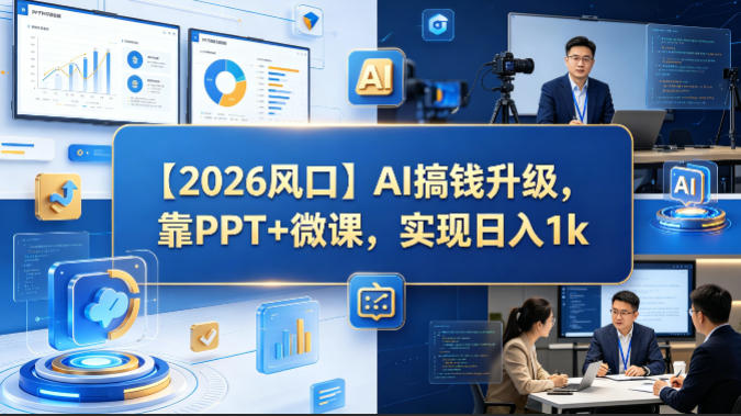 【2026风口】AI搞钱升级，靠PPT 微课，实现日入1k-51云资源