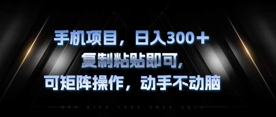 （13084期）手机项目，日入300 ，复制黏贴即可，可矩阵操作，动手不动脑-51云资源