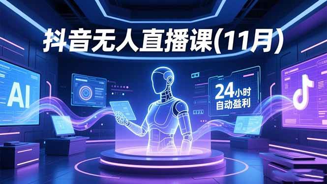 （16625期）抖音无人直播课(11月)，AI实景、数字人、绿幕、多种玩法、24小时自动盈利-51云资源