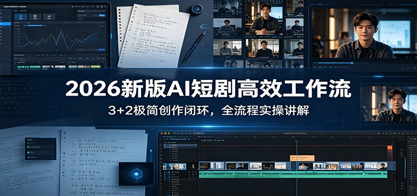 2026新版AI短剧高效工作流：3 2极简创作闭环，全流程实操讲解-51云资源