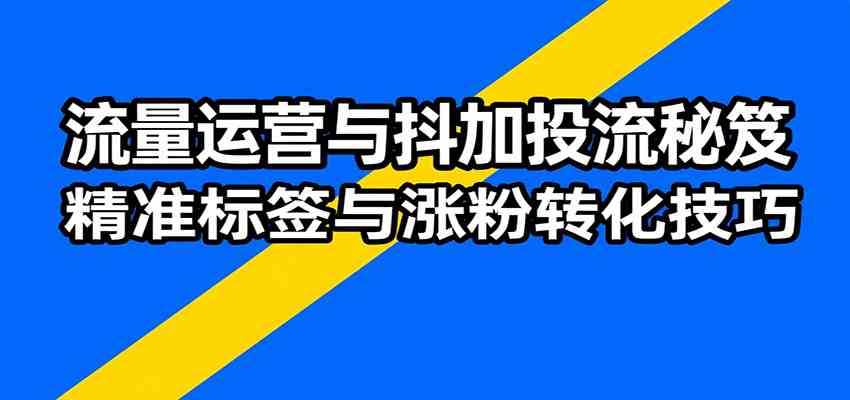 流量运营与抖加投流秘笈,含算法解析、爆款打造、精准标签与涨粉转化技巧-51云资源