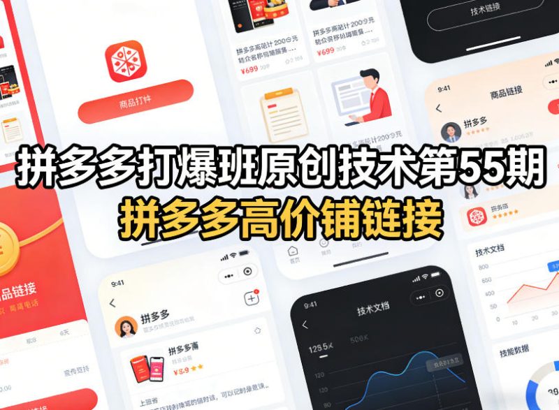 拼多多打爆班原创技术第55期,拼多多高价铺链接-51云资源