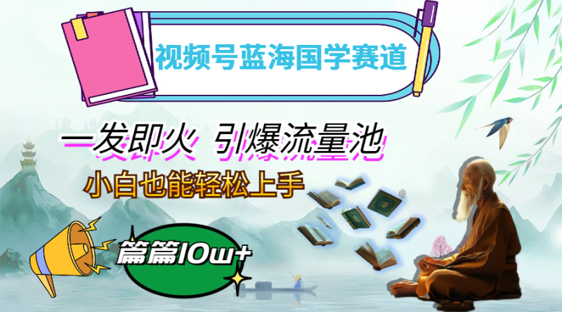 （12636期）视频号蓝海国学赛道，一发即火，引爆流量池，小白也能轻松上手，月入过万-51云资源